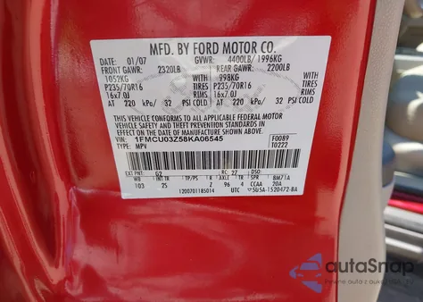 2008 Ford Escape Xlt из США, поврежденный, VIN 1FMCU03Z58KA06545